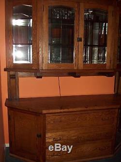Antique Oversized Oak China Cabinet