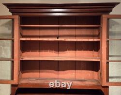 Antique PA Dutch Pine 12-Pane Grain Painted 2-Piece Flatback Cupboard, Ca. 1860s