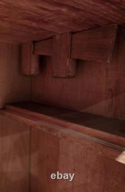 Antique PA Dutch Pine 12-Pane Grain Painted 2-Piece Flatback Cupboard, Ca. 1860s