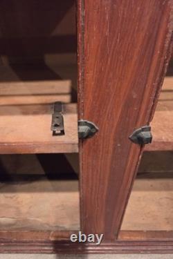 Antique PA Dutch Pine 12-Pane Grain Painted 2-Piece Flatback Cupboard, Ca. 1860s