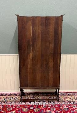 Antique PAIR English Jacobean Bookcases Bookshelves Cabinets Leaded Glass Oak
