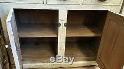 Antique PRIMITIVE Jelly Cabinet Bead Board & Glass Kitchen Wood FARM HOUSE