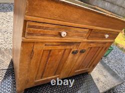 Antique Paint decorated dry sink step back cupboard folk art pa 1860 primitive