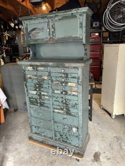 Antique Painted Dental Cabinet Industrial Medical Chest Dresser