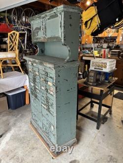 Antique Painted Dental Cabinet Industrial Medical Chest Dresser