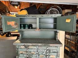 Antique Painted Dental Cabinet Industrial Medical Chest Dresser