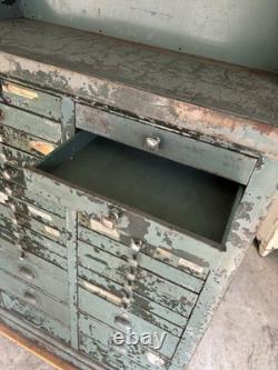 Antique Painted Dental Cabinet Industrial Medical Chest Dresser