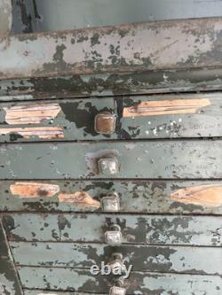 Antique Painted Dental Cabinet Industrial Medical Chest Dresser