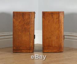 Antique Pair Art Deco Burr Walnut Bedside Cupboards Cabinets Chests Night Stands