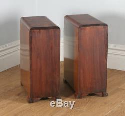 Antique Pair Two 2 Art Deco Burr Walnut Bedside Chest Table Night Stand (c. 1930)