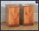 Antique Pair Of Art Deco Mahogany Bedside Cupboards Cabinets Nightstands Tables