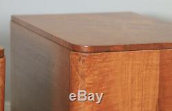 Antique Pair of Art Deco Mahogany Bedside Cupboards Cabinets Nightstands Tables