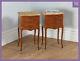Antique Pair Of French Louis Tulipwood Parquetry Serpentine Bedside Nightstands