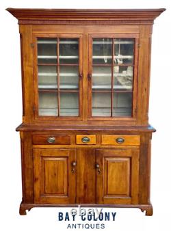 Antique Pennsylvania Chippendale Poplar Pewter Cupboard / Cabinet