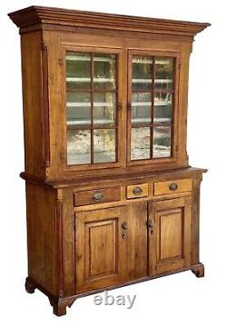 Antique Pennsylvania Chippendale Poplar Pewter Cupboard / Cabinet