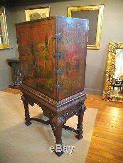 Antique Persian Motif Chinoiserie Chest on Frame Cabinet English