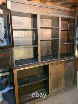 Antique Pharmacy General Store Display Cabinet In Quarter-Sawn Oak