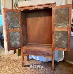 Antique Pie Safe, 1850's, 4 punch tin panels were copied from original in 1965