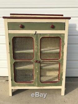 Antique Pie Safe Cabinet Accent Table Vintage Storage Wood Farmhouse Primitive