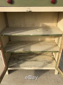 Antique Pie Safe Cabinet Accent Table Vintage Storage Wood Farmhouse Primitive