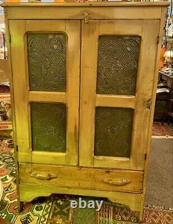 Antique Pie Safe, Poplar, 8 Tin Panels, Smooth, Hand Rubbed Wood, Beautiful