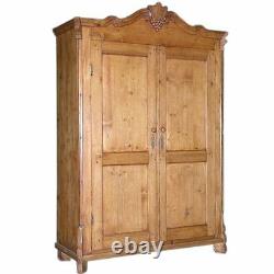 Antique Pine Armoire, ca. 1860 with Carved Crown! A945