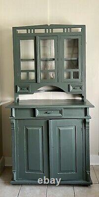 Antique Pine French Hutch Cupboard Vintage Country Farmhouse Painted Late 1800's