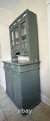 Antique Pine French Hutch Cupboard Vintage Country Farmhouse Painted Late 1800's