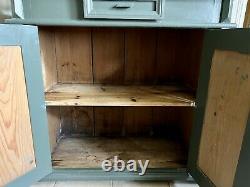 Antique Pine French Hutch Cupboard Vintage Country Farmhouse Painted Late 1800's