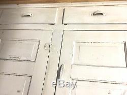 Antique Pine Kitchen Glass Cabinet Cupboard Hutch 2 Pc