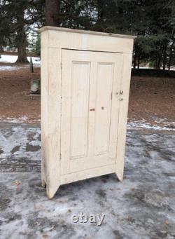 Antique Pine Kitchen Pantry Cupboard In Old White Paint Primitive Barn Find