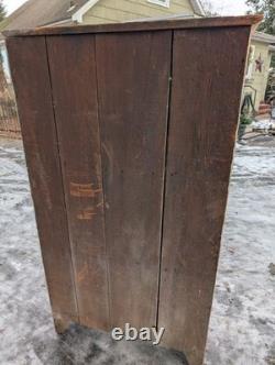 Antique Pine Kitchen Pantry Cupboard In Old White Paint Primitive Barn Find