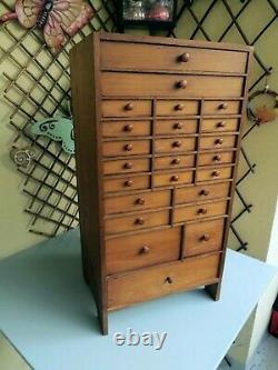 Antique Pine Watchmakers Cabinet, Collectors Drawers, Vintage Tool Box / Chest