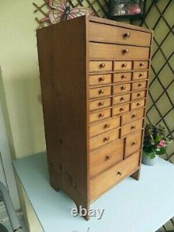Antique Pine Watchmakers Cabinet, Collectors Drawers, Vintage Tool Box / Chest