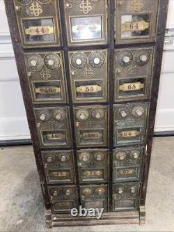 Antique Post Office Boxes Metal Cabinet Vintage United States P. O. Box 24 Door