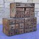 Antique Primitive 33 Drawer Wood Cheese Box Apothecary Hardware Cabinet