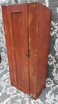 Antique Primitive Chimney Cupboard Cabinet Schoharie NY Red