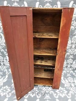 Antique Primitive Chimney Cupboard Cabinet Schoharie NY Red