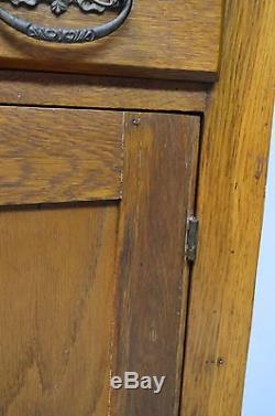 Antique Primitive Country Oak Cupboard Kitchen Cabinet Hutch