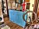 Antique Primitive Farmhouse Blue Chippy Painted Step Back Hutch Bottom Cupboard