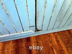 Antique Primitive Farmhouse Blue Chippy Painted Step Back Hutch Bottom Cupboard