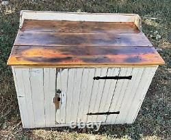 Antique Primitive Farmhouse Cottage Storage Cabinet Nightstand Pine Distressed