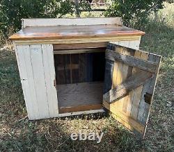 Antique Primitive Farmhouse Cottage Storage Cabinet Nightstand Pine Distressed