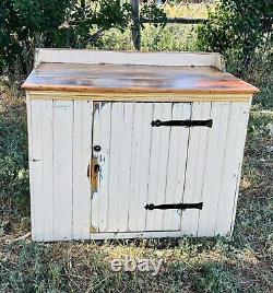 Antique Primitive Farmhouse Cottage Storage Cabinet Nightstand Pine Distressed