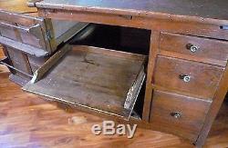 Antique Primitive Farmhouse Oak Hoosier Cabinet, Original Finish, Metal Pull-Out