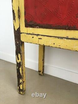 Antique Primitive Folk Art Pie Safe Punched Tin Original Red Yellow Paint Stars