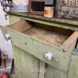 Antique Primitive Green Apple Tall Wooden Jelly Cabinet Pantry Cupboard