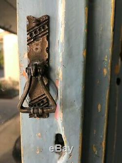 Antique Primitive Hutch Blue Chippy Patina Cupboard Step Back Farmhouse Cabinet