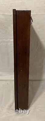 Antique Primitive Oak Wood Medicine Cabinet With KEY Hand Hooked Rug Door 22.75H