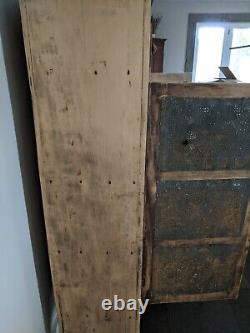 Antique Primitive Pie Safe Punched Tin Cabinet Cupboard Rustic Wood